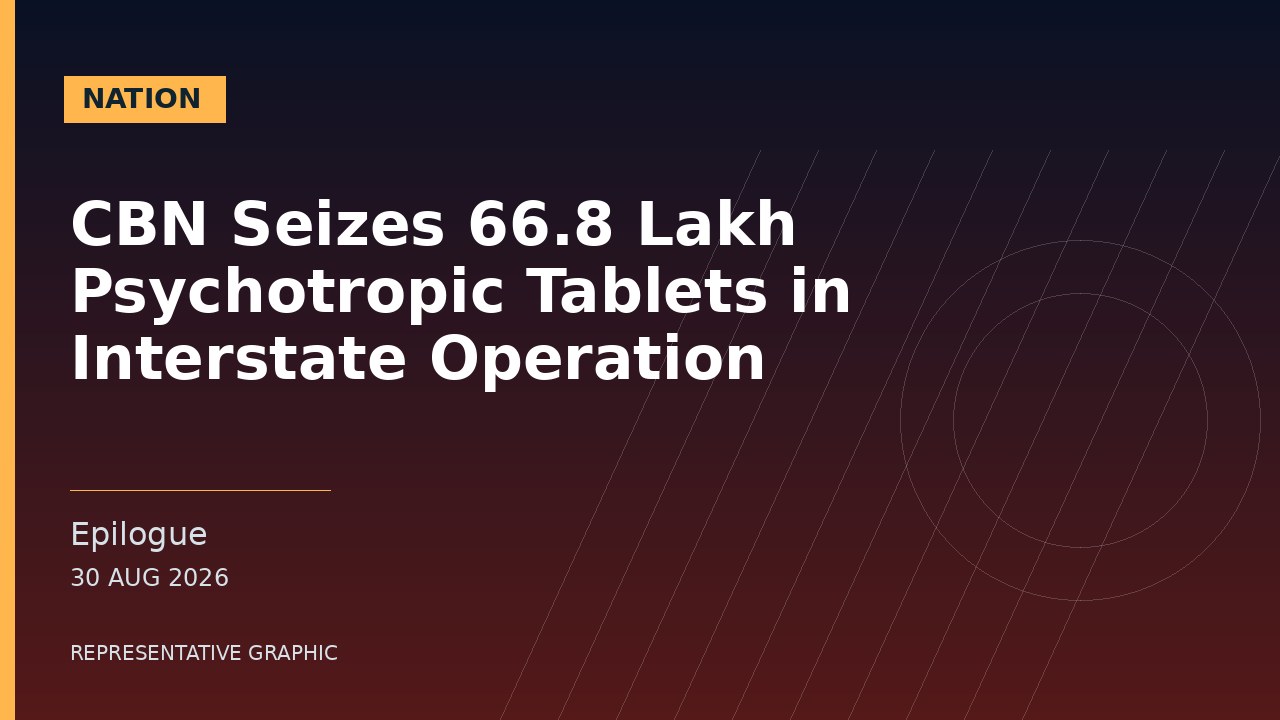 Representative graphic: CBN Seizes 66.8 Lakh Psychotropic Tablets in Interstate Operation