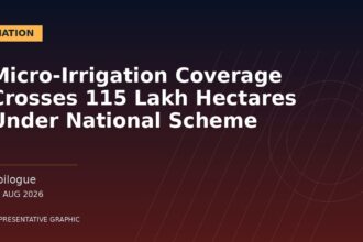 Representative graphic: Micro-Irrigation Coverage Crosses 115 Lakh Hectares Under National Scheme